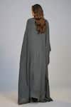 Shop_Nadima Saqib_Black Crepe Pearls, Sequins, Tassels V-neck Printed And Embroidered Kaftan _at_Aza_Fashions