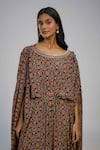 Nadima Saqib_Multi Color Crepe Sequins, Tassels Round Multicolor Printed And Embroidered Kaftan _Online_at_Aza_Fashions