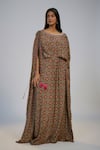 Buy_Nadima Saqib_Multi Color Crepe Sequins, Tassels Round Multicolor Printed And Embroidered Kaftan _at_Aza_Fashions