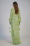 Shop_Nadima Saqib_Green Crepe Tassels Round Neck Lime Printed And Embroidered Kaftan _at_Aza_Fashions