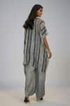 Shop_Nadima Saqib_Black Cotton Halter , Open Printed Jumpsuit And Cape Set _at_Aza_Fashions