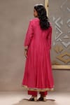 Shop_Kyra By Bhavna_Magenta Chanderi, Shantoon, Silk Organza Sequins, Beads Wild Rose Kurta Set _at_Aza_Fashions