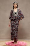 Buy_Kyra By Bhavna_Black Silk Beads, Embroidery V-neck Cinder Bloom Skirt Set _at_Aza_Fashions