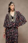 Shop_Kyra By Bhavna_Black Silk Beads, Embroidery V-neck Cinder Bloom Skirt Set _Online_at_Aza_Fashions