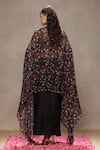 Shop_Kyra By Bhavna_Black Silk V-neck Midnight Muse Cape Set _at_Aza_Fashions