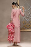 Shop_Kyra By Bhavna_Pink Silk, Crepe, Organza Sequins Round Neck Bloom Hexa Kurta Set _at_Aza_Fashions