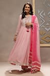 Buy_Kyra By Bhavna_Pink Viscose, Shantoon, Crepe, Organza Gota Patti, Sequins Inaaya Anarkali Set _at_Aza_Fashions