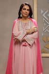 Shop_Kyra By Bhavna_Pink Viscose, Shantoon, Crepe, Organza Gota Patti, Sequins Inaaya Anarkali Set _Online_at_Aza_Fashions