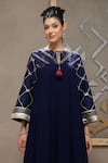 Kyra By Bhavna_Navy Viscose, Shantoon, Georgette, Chanderi, Organza Blue Inaya Anarkali Set _Online_at_Aza_Fashions