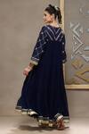 Shop_Kyra By Bhavna_Navy Viscose, Shantoon, Georgette, Chanderi, Organza Blue Inaya Anarkali Set _at_Aza_Fashions