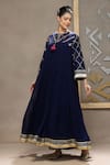 Shop_Kyra By Bhavna_Navy Viscose, Shantoon, Georgette, Chanderi, Organza Blue Inaya Anarkali Set _Online_at_Aza_Fashions