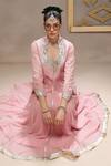 Buy_Kyra By Bhavna_Pink Viscose, Georgette, Crepe, Organza Gota Patti, Bareblush Anarkali Set _Online_at_Aza_Fashions