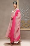 Shop_Kyra By Bhavna_Pink Viscose, Georgette, Crepe, Organza Gota Patti, Bareblush Anarkali Set _at_Aza_Fashions