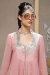 Shop_Kyra By Bhavna_Pink Viscose, Georgette, Crepe, Organza Gota Patti, Bareblush Anarkali Set _Online_at_Aza_Fashions