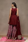 Shop_Kyra By Bhavna_Maroon Silk, Polyester, Viscose, Organza Cut Work, Afiya Anarkali Set _at_Aza_Fashions