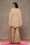 Shop_Kyra By Bhavna_Beige Tissue Cut Work, Sequins V-neck Amber Bling Jacket Set  _at_Aza_Fashions