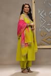 Shop_Kyra By Bhavna_Lime Viscose, Crepe, Organza Gota Patti, Sequins, Embroidery Baahar Kurta Set _Online_at_Aza_Fashions
