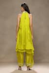 Shop_Kyra By Bhavna_Lime Silk, Crepe Sequins Halter Neck Luxe Kurta Set _at_Aza_Fashions
