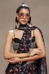 Kyra By Bhavna_Black Viscose, Organza, Silk Cut Work, Sequins, Ash Petal Saree With Bralette _Online_at_Aza_Fashions