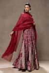 Kyra By Bhavna_Maroon Polyester, Viscose Gota Patti Gulnaz Lehenga Set  _at_Aza_Fashions