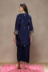 Shop_Kyra By Bhavna_Blue Chanderi, Crepe Sequins V-neck Mehtab Kurta And Skirt Set  _at_Aza_Fashions