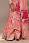 Kyra By Bhavna_Coral Chanderi, Viscose, Organza Gota Patti Round Neck Gulnar Kurta Set  _Online_at_Aza_Fashions