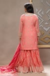 Shop_Kyra By Bhavna_Coral Chanderi, Viscose, Organza Gota Patti Round Neck Gulnar Kurta Set  _at_Aza_Fashions