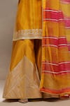 Kyra By Bhavna_Orange Organza, Chanderi Gota Patti, Zari Round Neck Zig Zag Sharara Set _Online_at_Aza_Fashions
