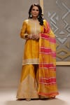 Buy_Kyra By Bhavna_Orange Organza, Chanderi Gota Patti, Zari Round Neck Zig Zag Sharara Set _at_Aza_Fashions