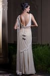 Farha Syed_Ivory Chiffon, Tulle, Tissue, Chanderi Beige Pre-draped Skirt Saree With Blouse _Online_at_Aza_Fashions
