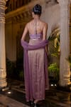 Farha Syed_Purple Chanderi Silk, Brocade, Tulle Beads, Lavender Embroidered Kurta Pant Set _Online_at_Aza_Fashions
