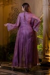 Farha Syed_Purple Silk, Satin, Organza Beads, Sequins, Lavender Jacket And Pant Set _Online_at_Aza_Fashions