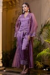 Shop_Farha Syed_Purple Silk, Satin, Organza Beads, Sequins, Lavender Jacket And Pant Set _Online_at_Aza_Fashions