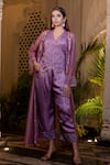 Buy_Farha Syed_Purple Silk, Satin, Organza Beads, Sequins, Lavender Jacket And Pant Set _at_Aza_Fashions
