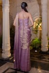 Farha Syed_Lavender Chanderi Silk, Tissue Pearls, Beads, Pre-draped Saree And Corset Blouse _Online_at_Aza_Fashions