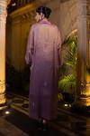Farha Syed_Lavender Chiffon Beads, Sequins, Pearls, Embroidery Collared Hand Kaftan Set _Online_at_Aza_Fashions