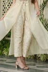 Buy_Farha Syed_Ivory Tissue, Chiffon, Brocade Pearls, Zari, Beige Kurta Pant Bustier Set 