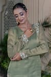 Buy_Farha Syed_Green Chiffon, Tissue Pearls, Sequins V-neck Embroidered Kurta And Tulip Pant Set 