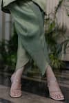 Farha Syed_Green Chiffon, Tissue Pearls, Sequins V-neck Embroidered Kurta And Tulip Pant Set _Online
