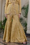 Shop_Farha Syed_Yellow Brocade, Chiffon, Tissue Stones, Pearls, Embroidery Hand Sharara Set 