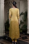 Farha Syed_Yellow Tissue, Chiffon, Satin, Tulle Sequins, Pearls, Hand Embroidered Kurta Set _Online_at_Aza_Fashions