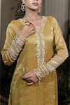 Shop_Farha Syed_Yellow Tissue, Chiffon, Satin, Tulle Sequins, Pearls, Hand Embroidered Kurta Set 