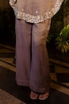 Buy_Farha Syed_Rose Gold Tissue, Chiffon, Shantoon Pearls, Sequins Champagne Kaftan Pant Set _Online_at_Aza_Fashions