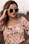 Buy_AFRIYA_Pink Linen, Satin Square Neck Whispering Pastels Crop Top _Online_at_Aza_Fashions
