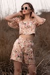 Buy_AFRIYA_Pink Linen, Satin Whispering Pastels Shorts _at_Aza_Fashions