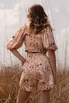 Shop_AFRIYA_Pink Linen, Satin Whispering Pastels Shorts _at_Aza_Fashions