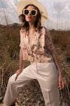 Buy_AFRIYA_Pink Linen Whispering Pastels Short Blazer _at_Aza_Fashions