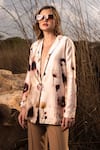 Buy_AFRIYA_Pink Linen, Satin Serene Garden Long Blazer _at_Aza_Fashions