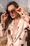 Buy_AFRIYA_Pink Linen, Satin Serene Garden Long Blazer _Online_at_Aza_Fashions