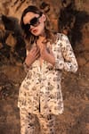 Shop_AFRIYA_Linen, Satin Floral Reverie Long Blazer _Online_at_Aza_Fashions